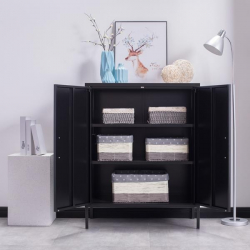 Nextdeco ντουλάπα 2φυλλη και 3 ράφια μεταλλική μαύρη (ΜΠΥ)80x40x102 cm