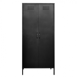 Nextdeco ντουλάπα 2φυλλη και 2 ράφια μεταλλική μαύρη (ΜΠΥ)76x50x170 cm