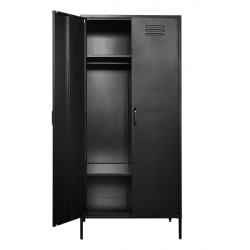 Nextdeco ντουλάπα 2φυλλη και 2 ράφια μεταλλική μαύρη (ΜΠΥ)76x50x170 cm