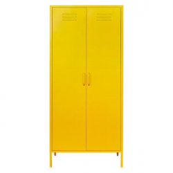 Nextdeco ντουλάπα 2φυλλη και 2 ράφια μεταλλική κίτρινη (ΜΠΥ)76x50x170 cm