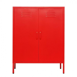 Nextdeco ντουλάπα 2φυλλη και 3 ράφια μεταλλική κόκκινη (ΜΠΥ)80x40x102 cm