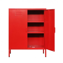 Nextdeco ντουλάπα 2φυλλη και 3 ράφια μεταλλική κόκκινη (ΜΠΥ)80x40x102 cm