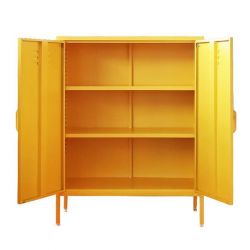 Nextdeco ντουλάπα 2φυλλη και 3 ράφια μεταλλική κίτρινη (ΜΠΥ)80x40x102 cm