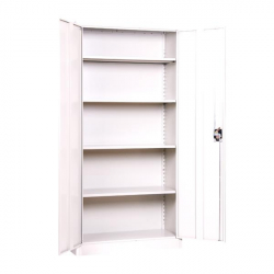 Nextdeco ντουλάπα δίφυλλη με 4 ράφια και κλειδαριά μεταλλική λευκή (ΜΠΥ)90x40x185 cm