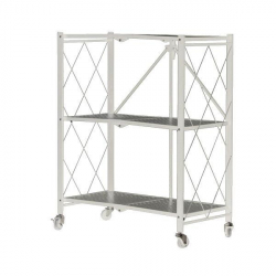 Nextdeco ραφιέρα τροχήλατη αναδιπλούμενη με 3 ράφια λευκή μεταλλική (ΜΠΥ)72x36x87 cm