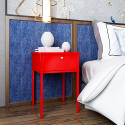 Nextdeco τραπεζάκι-κομοδίνο με συρτάρι κόκκινο μεταλλικό (ΜΠΥ)40x40x60 cm