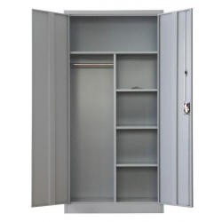 Nextdeco ντουλάπα δίφυλλη με 4 ράφια και κλειδαριά μεταλλική γκρι (ΜΠΥ)90x45x185 cm