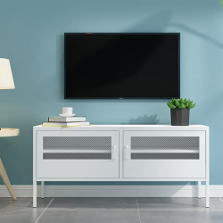 Nextdeco έπιπλο TV-ντουλάπι λευκό μεταλλικό με 2 πόρτες (ΜΠΥ)118x40x60 cm