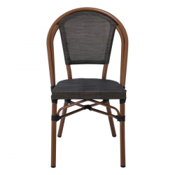 COSTA ΚΑΡΕΚΛΑ DINING ΑΛΟΥΜΙΝΙΟΥ ΚΑΡΥΔΙ / TEXTILENE ΜΑΥΡΟ 50x55x85cm