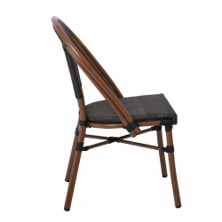 COSTA ΚΑΡΕΚΛΑ DINING ΑΛΟΥΜΙΝΙΟΥ ΚΑΡΥΔΙ / TEXTILENE ΜΑΥΡΟ 50x55x85cm