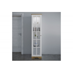 Βιτρίνα - στήλη Snow pakoworld με led strip χρώμα λευκό με νερά-sonoma 48x33x198εκ