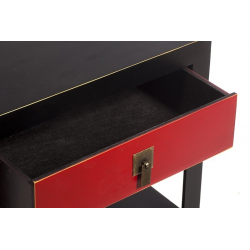 Chinoise Κομοδίνο με κόκκινο συρτάρι Μαύρο Ξύλο 47x34x50cm