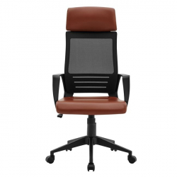 BF2500 Πολυθρόνα Γραφείου Διευθυντή Mesh Μαύρο - Pu Καφέ 58Χ62Χ126