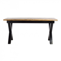 Τραπέζι φαγητού φυσικό/ Μαύρο Ξύλο 160x90x77cm