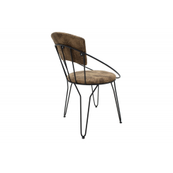 Καρέκλα Macon pakoworld ύφασμα καφέ antique-μαύρο πόδι 61x57x80εκ