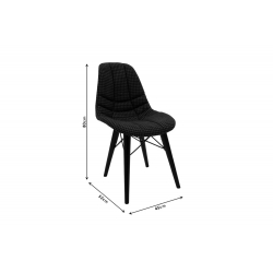 Delly Καρέκλα ύφασμα μαύρο καρώ-μαύρο πόδι 45x52x80cm