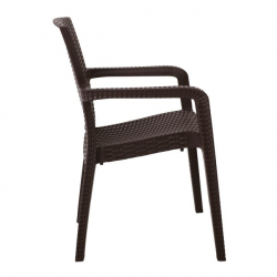 LORA Πολυθρόνα Κήπου Στοιβαζόμενη, PP (Rattan Look) Απόχρωση Καφέ Σκούρο 57Χ57Χ87