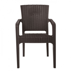 LORA Πολυθρόνα Κήπου Στοιβαζόμενη, PP (Rattan Look) Απόχρωση Καφέ Σκούρο 57Χ57Χ87