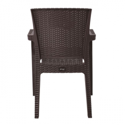 LORA Πολυθρόνα Κήπου Στοιβαζόμενη, PP (Rattan Look) Απόχρωση Καφέ Σκούρο 57Χ57Χ87