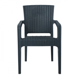 LORA Πολυθρόνα Κήπου Στοιβαζόμενη, PP (Rattan Look) Απόχρωση Ανθρακί 57Χ57Χ87