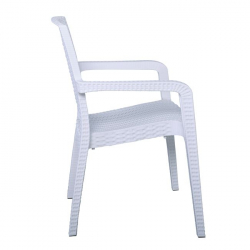 LORA Πολυθρόνα Κήπου Στοιβαζόμενη, PP (Rattan Look) Απόχρωση Άσπρο 57Χ57Χ87