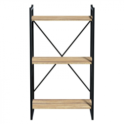 Βιβλιοθήκη Baker pakoworld καρυδί-μαύρο μελαμίνη 66x34x120εκ