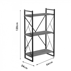 Βιβλιοθήκη Baker pakoworld καρυδί-μαύρο μελαμίνη 66x34x120εκ