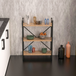 Βιβλιοθήκη Baker pakoworld καρυδί-μαύρο μελαμίνη 66x34x120εκ