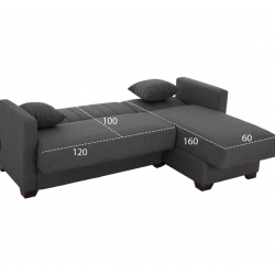 ΚΑΝΑΠΕΣ ΚΡΕΒΑΤΙ GHUFRAN ΓΩΝΙΑ ΑΝΑΣΤΡΕΨΙΜΗ ΓΚΡΙ HM3244.03 200x133x77Yεκ.