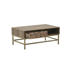 Click ΤΡΑΠΕΖΙ ΣΑΛΟΝΙΟΥ ΞΥΛΙΝΟ ΚΑΦΕ/ΧΡΥΣΟ 101Χ59Χ43