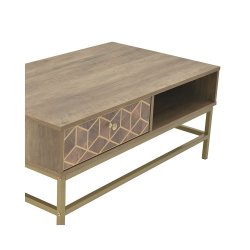 Click ΤΡΑΠΕΖΙ ΣΑΛΟΝΙΟΥ ΞΥΛΙΝΟ ΚΑΦΕ/ΧΡΥΣΟ 101Χ59Χ43