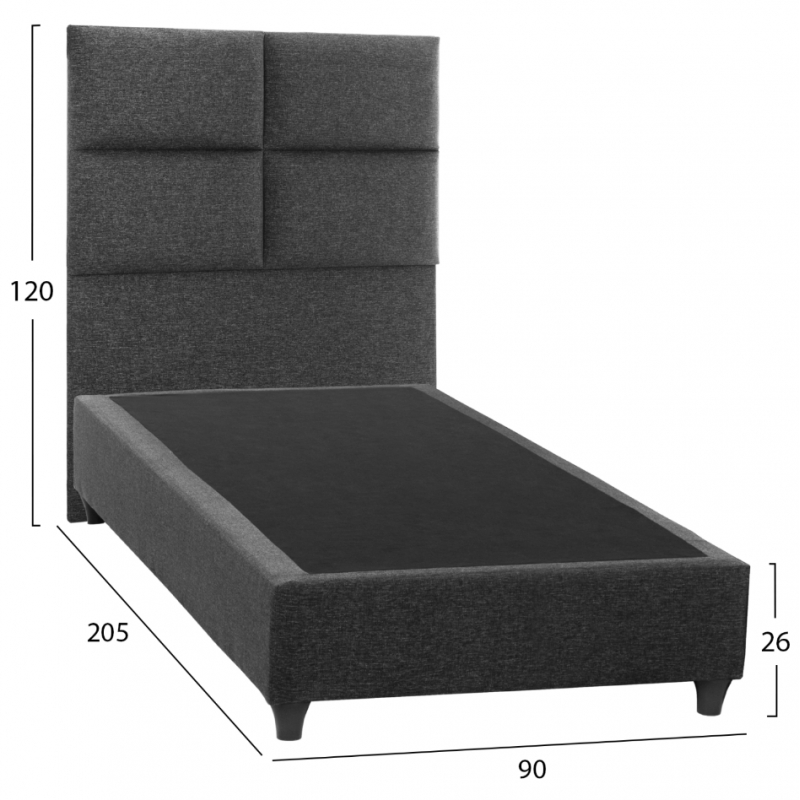 ΚΡΕΒΑΤΙ MILO ΑΠΟ ΓΚΡΙ ΥΦΑΣΜΑ HM652.01 ΓΙΑ ΣΤΡΩΜΑ 90x200 εκ. ΚΡΕΒΑΤΙ MILO ΑΠΟ ΓΚΡΙ ΥΦΑΣΜΑ HM652.01 ΓΙΑ ΣΤΡΩΜΑ 90x200 εκ.
