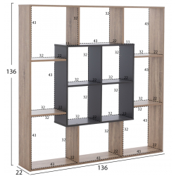 ΒΙΒΛΙΟΘΗΚΗ BRODY HM8771.02 136X22X136 ΓΚΡΙ