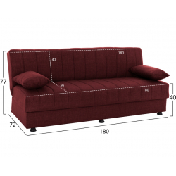 ΚΑΝΑΠΕΣ ΚΡΕΒΑΤΙ ANDRI ΤΡΙΘΕΣΙΟΣ ΚΟΚΚΙΝΟ HM3239.06 180x72x77 εκ.