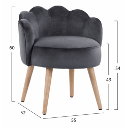 ΣΚΑΜΠΟ ΜΕ ΠΛΑΤΗ ELISE HM8628.01 ΑΠΟ ΓΚΡΙ ΒΕΛΟΥΔΟ 55x52x60Υ εκ.