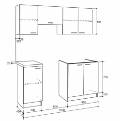 ΣΥΝΘΕΣΗ ΚΟΥΖΙΝΑΣ MAURICE ΜΕΛΑΜΙΝΗ SONAMA-ΛΕΥΚΟ HM2441 180x29,2-46εκ.