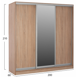 ΝΤΟΥΛΑΠΑ 3ΦΥΛΛΗ ΣΥΡΟΜΕΝΗ ΜΕ ΚΑΘΡΕΠΤΗ SONAMA OAK HM2435  200X60X210Υεκ