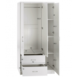 ΝΤΟΥΛΑΠΑ 3ΦΥΛΛΗ ME 2 ΣΥΡΤΑΡΙΑ CAESAR HM340.05 ΛΕΥΚΗ 89x42,5x181 εκ.