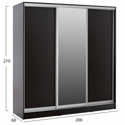 ΝΤΟΥΛΑΠΑ ΣΥΡΟΜΕΝΗ ADLER ΜΕΛΑΜΙΝΗΣ ΒΕΓΓΕ ΜΕ ΚΑΘΡΕΠΤΗ HM2435.02  200X60X210Υεκ