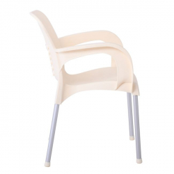 LARA-II Πολυθρόνα Dining Στοιβαζόμενη, ALU Silver, PP Εκρού 60x59x81cm