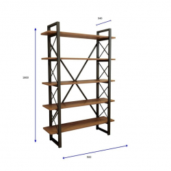 Βιβλιοθήκη Wook pakoworld καρυδί-μαύρο 74.50x32x155εκ