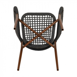 Πολυθρόνα Κήπου ArteLibre KARURU Μαύρο/Καφέ Αλουμίνιο/Rattan 63x63x77cm