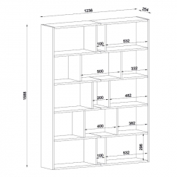 Βιβλιοθήκη ArteLibre Idra Ανοιχτό Καφέ/Σκούρο Καφέ 124x26x159cm