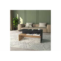 Τραπέζι σαλονιού Rihardo pakoworld μελαμίνης oak-μαύρο 90x56x42εκ