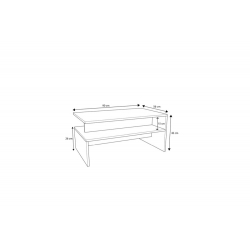 Τραπέζι σαλονιού Rihardo pakoworld μελαμίνης oak-μαύρο 90x56x42εκ