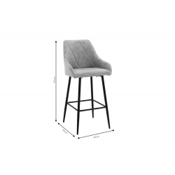 Σκαμπό bar Empower pakoworld μεταλλικό μαύρο-ύφασμα antique γκρι 49x49x97εκ
