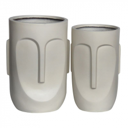 FLOWER POT-TOTEM Set 2 τεμαχίων, Cement Απόχρωση Sand Brown Φ28x51cm / Φ33x56cm