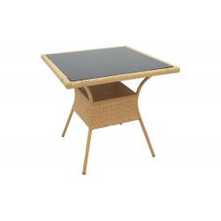 Τραπέζι Laura pakoworld μέταλλο-pe rattan φυσικό 80x80x75εκ