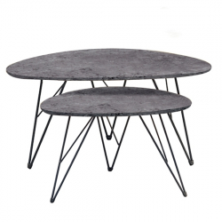NANCY CONCRETE MDF ΣΕΤ 2 ΤΡΑΠΕΖΑΚΙΑ 90X60X45/60X40X39εκ.