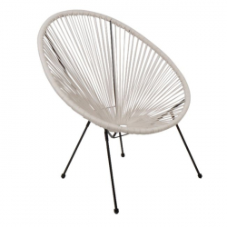 ACAPULCO Πολυθρόνα Μέταλλο Βαφή Μαύρο - Rattan Άσπρο 73x76x89cm